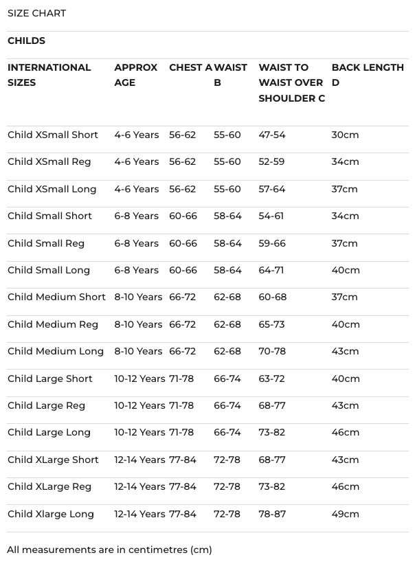 2026 Charles Owen Junior HEXA  Size Chart